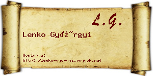 Lenko Györgyi névjegykártya